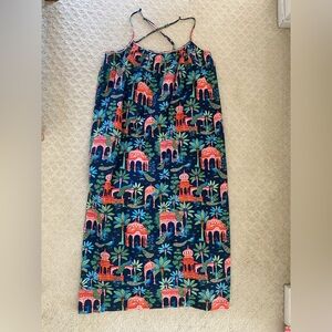 Printfresh Peacock Palace Midi dress/nightgown XL EUC